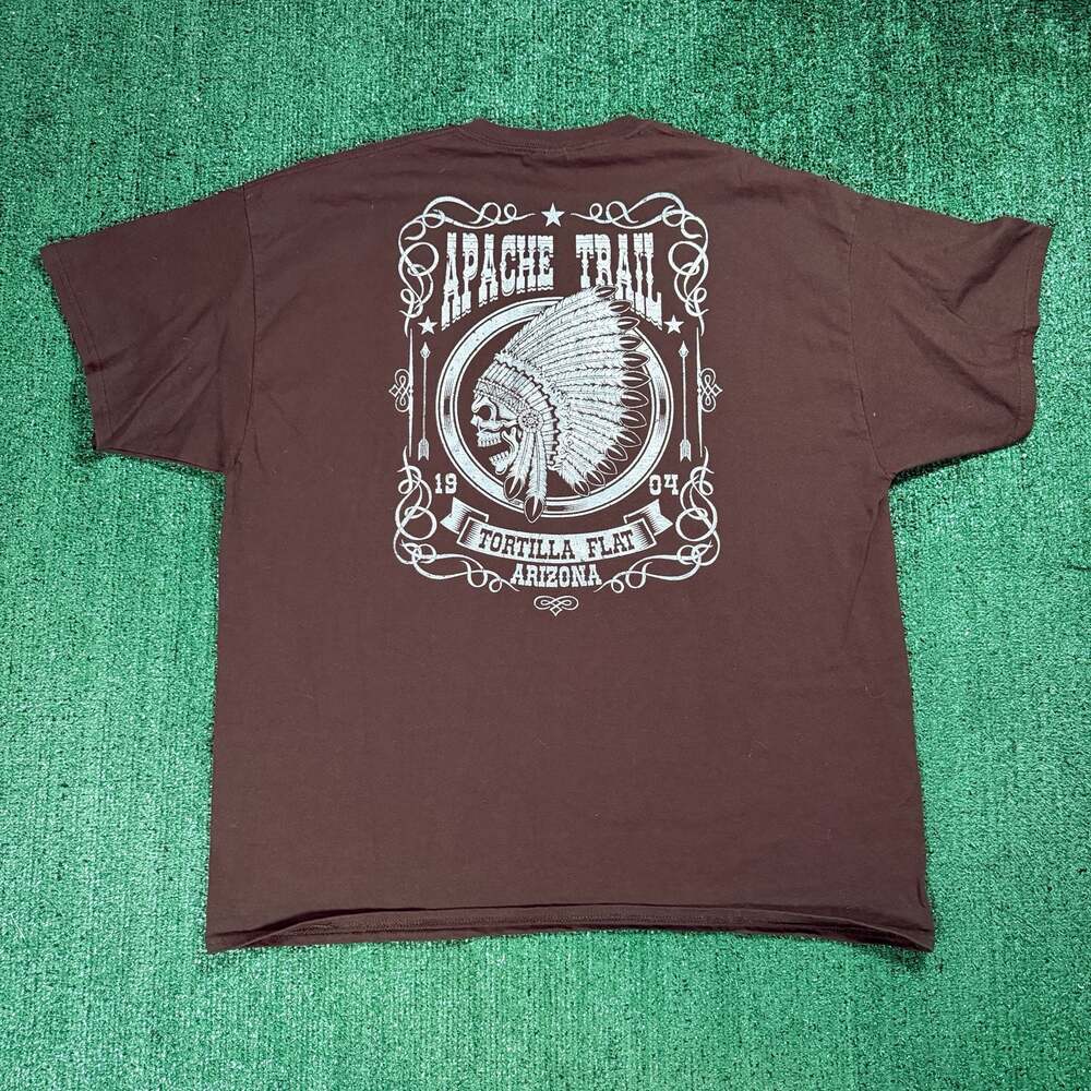 Apache Trail Tortilla Flat Arizona Skull Feather Native American T-Shirt 2XL